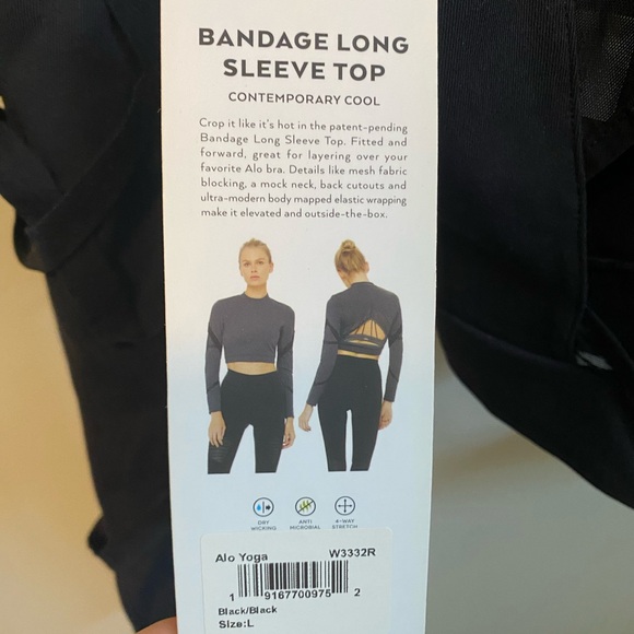 Alo yoga Bandage Long Sleeve top. Black. Size large - Picture 7 of 7